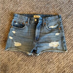 Madewell Women's Light Blue Distressed Jean Shorts